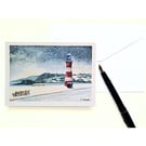 Christmas Card Plymouth Smeaton's Tower Snow Scene From Original Painting A6