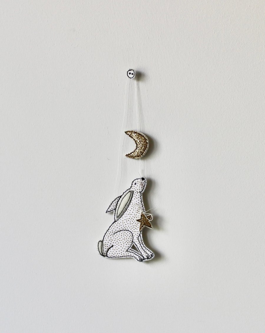 Special Order for Carole - 'Moon Gazing Hare' - Hanging Decoration