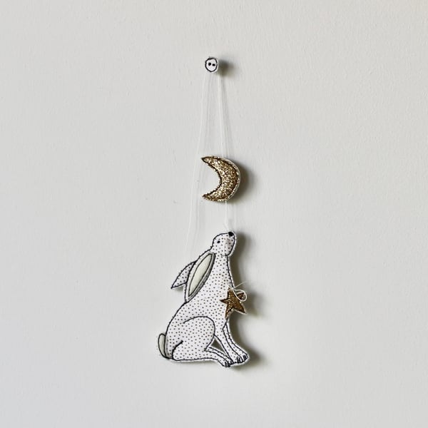 Special Order for Carole - 'Moon Gazing Hare' - Hanging Decoration