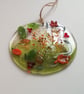 Handcut Glass Autumn Leaf Suncatcher: Seasonal Berry Hanger - Image 3
