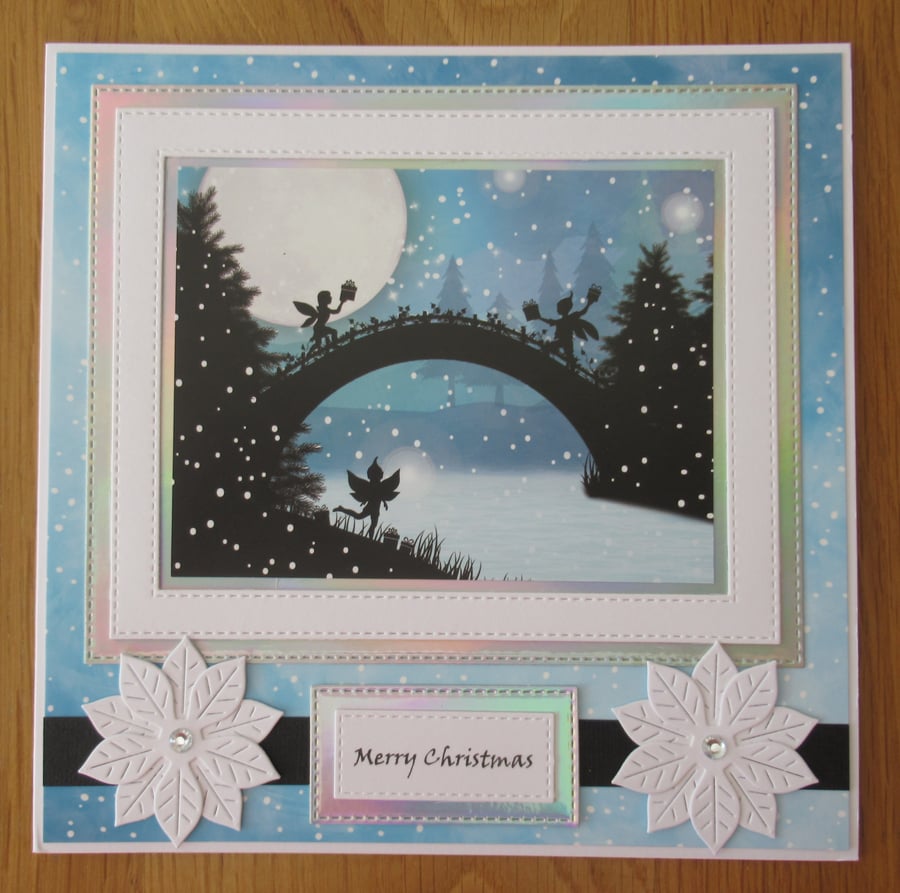 8x8 Fairy Silhouette Snow Scene - Christmas Card