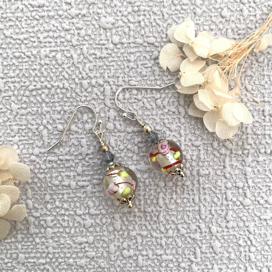 Vintage Style Lampwork Glass Drop Earrings