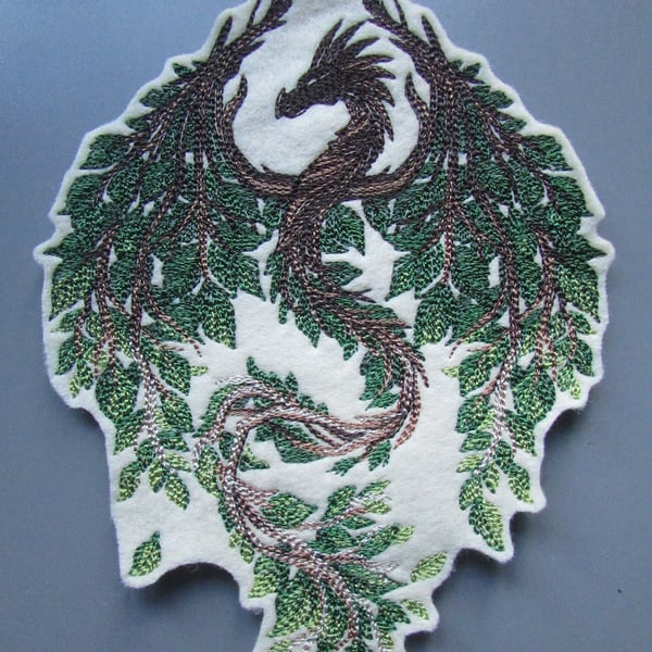 Forest Dragon Embroidered Sew on Applique Patch