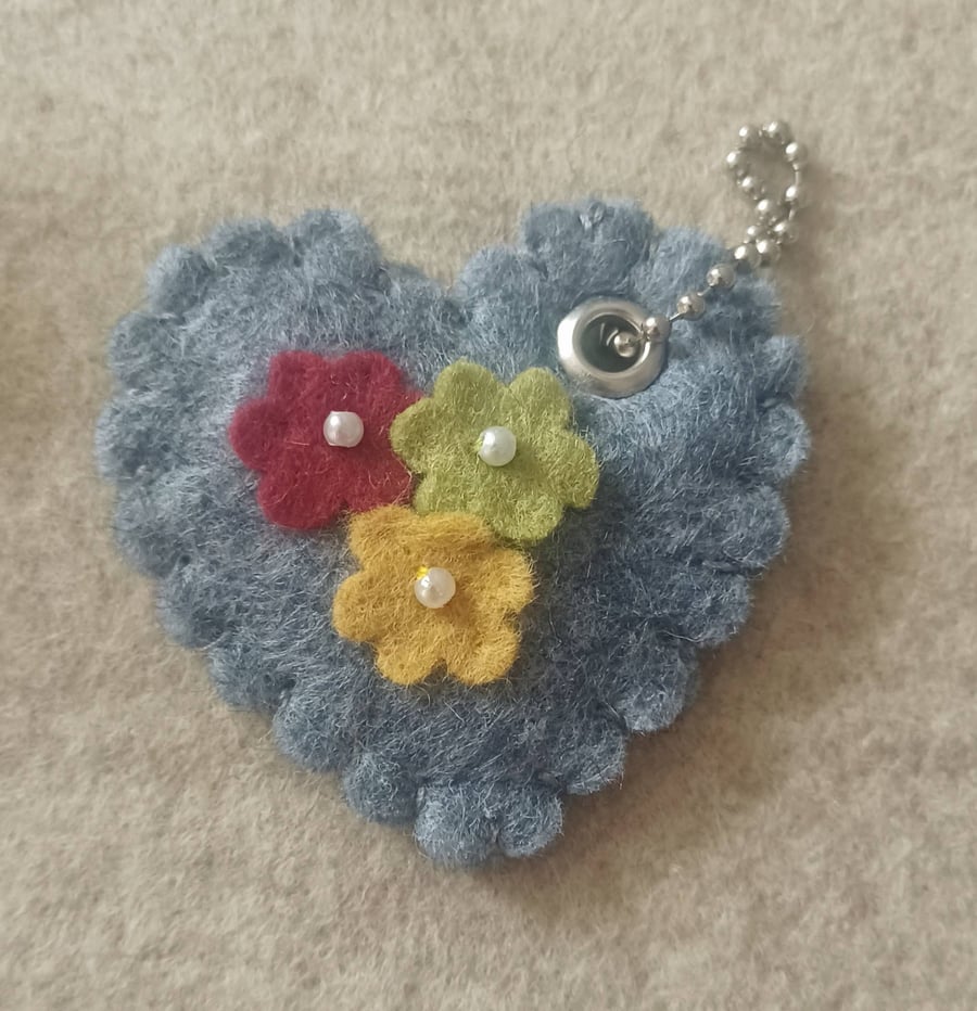 Handmade Felt Floral Keyring Bag Charm
