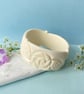 Large Ivory White Floral Cuff Bangle  - Image 2