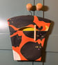 Peg Bag - orange cotton with Black Cats pattern