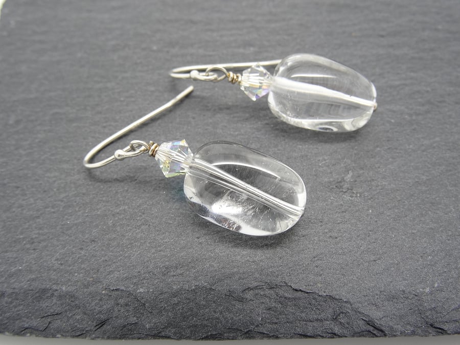 Rock Crystal and Swarovski Earrings