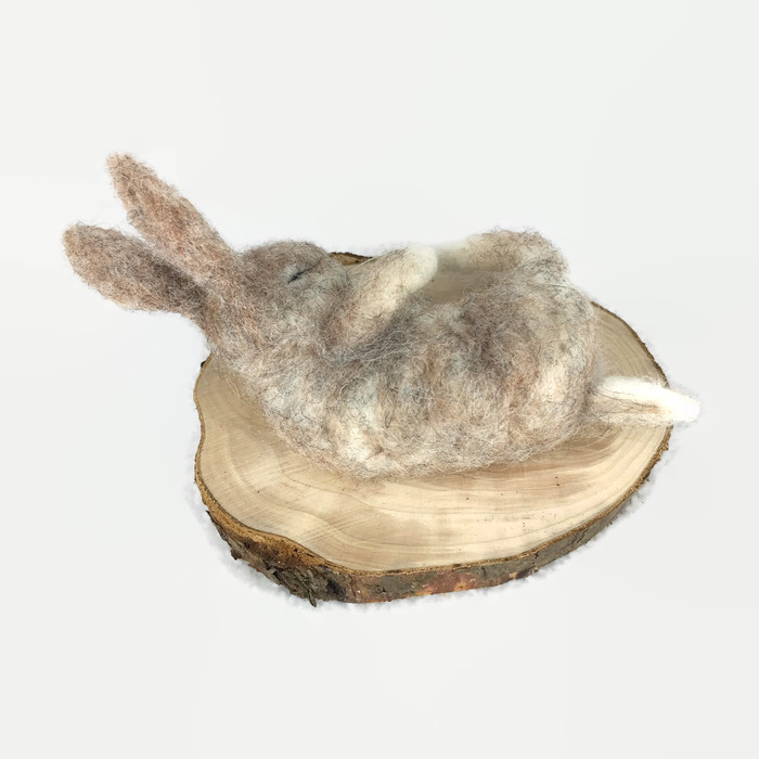 Sleeping bunny needle felted model sculpture - Folksy