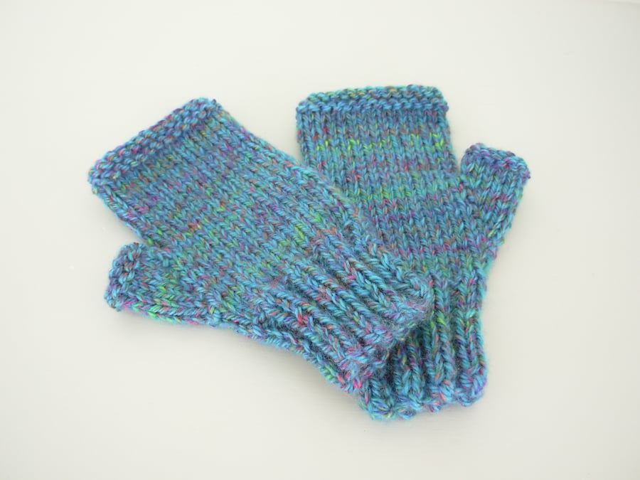 Fingerless Mitts Adults Hand Knitted