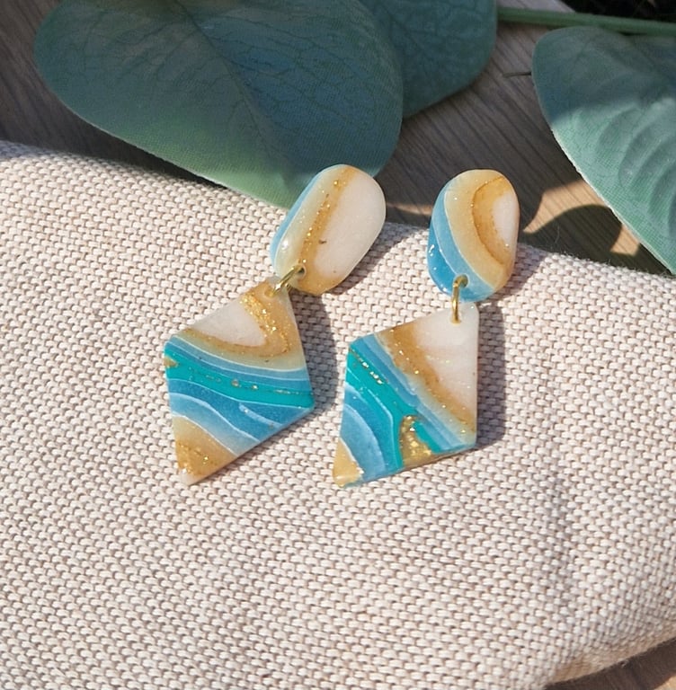 Polymer Clay Earrings: Shoreline 