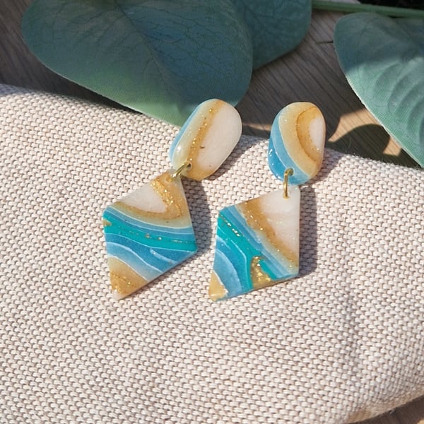 Polymer Clay Earrings: Shoreline 