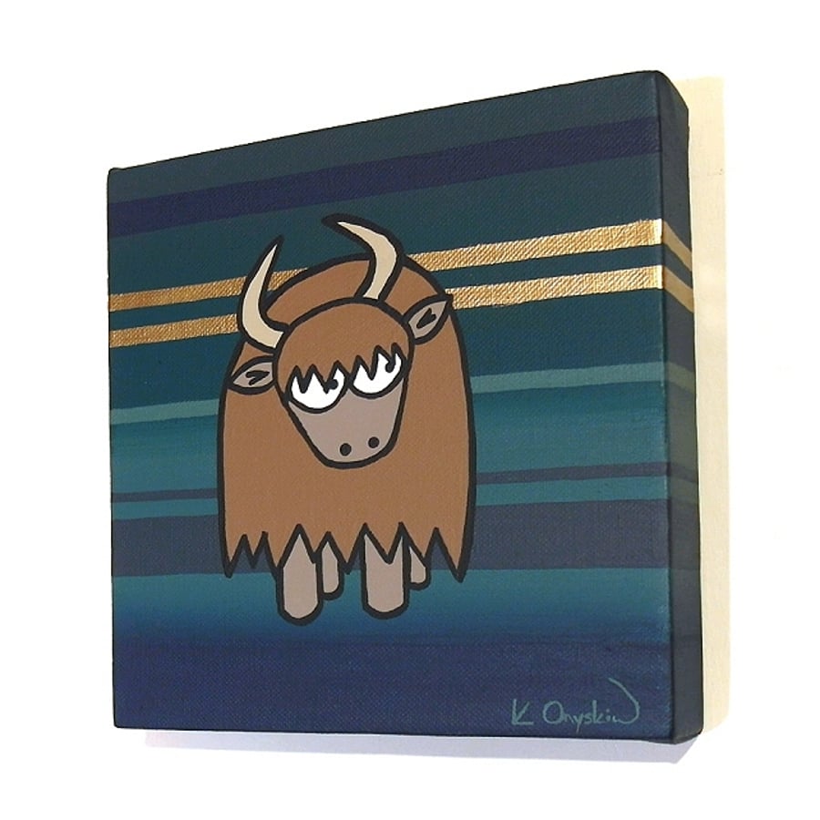 Cute Highland Cow Original Art - acrylic canvas painting