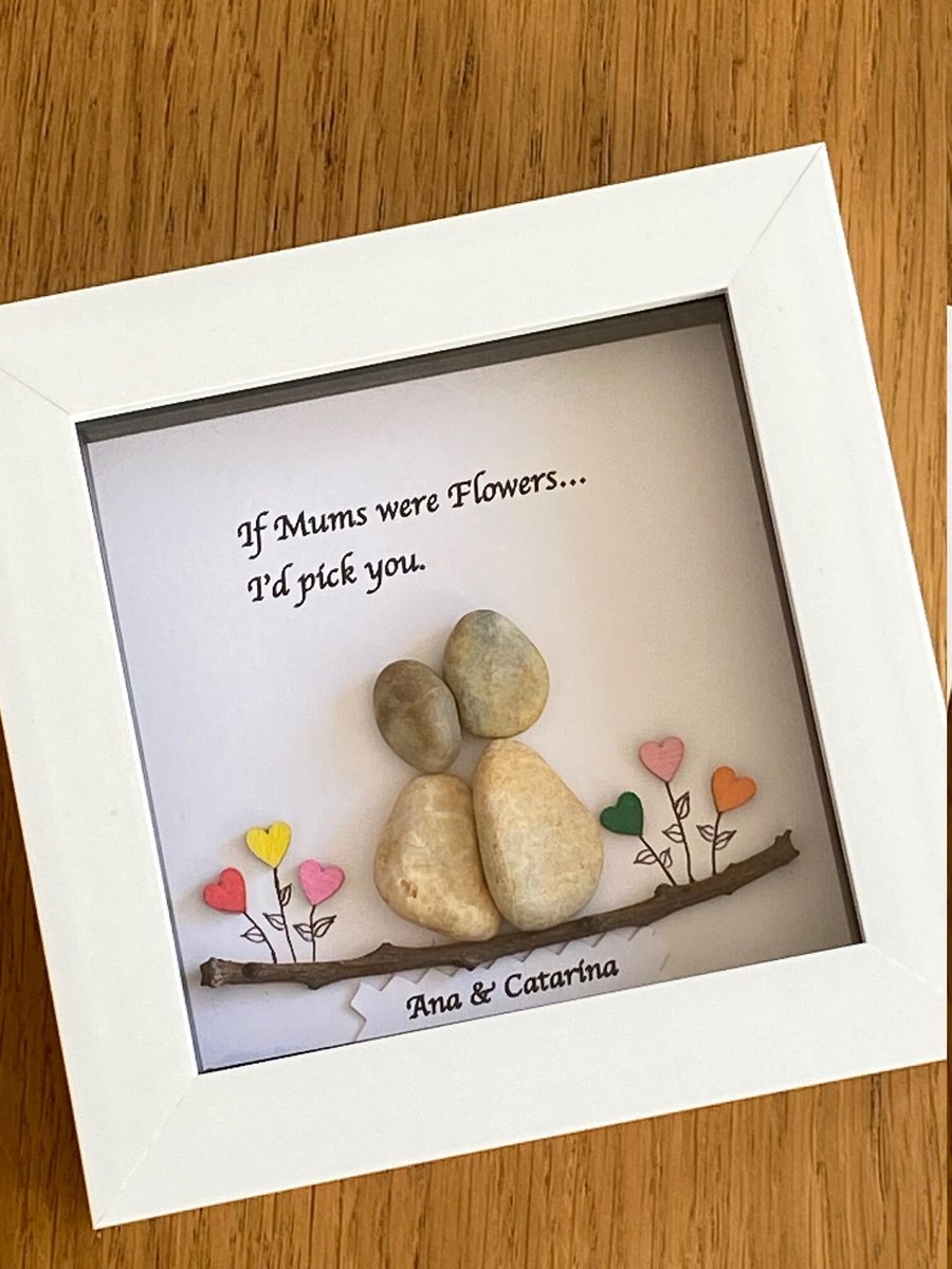 Mother's Day Pebble Artwork Frame, Mum's Flower Gift, Handmade Gifts for Mummy, 