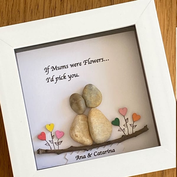 Mother's Day Pebble Artwork Frame, Mum's Flower Gift, Handmade Gifts for Mummy, 