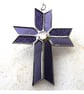 Cross Purple Suncatcher Stained Glass Handmade Crystal 061 - Image 5
