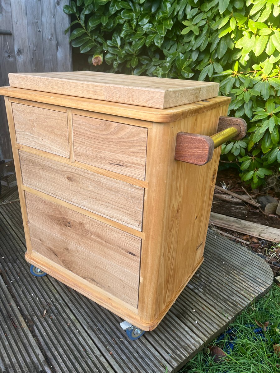 Kitchen Caddy Drawer Set, with Solid Oak Butcher's Style Chopping Block