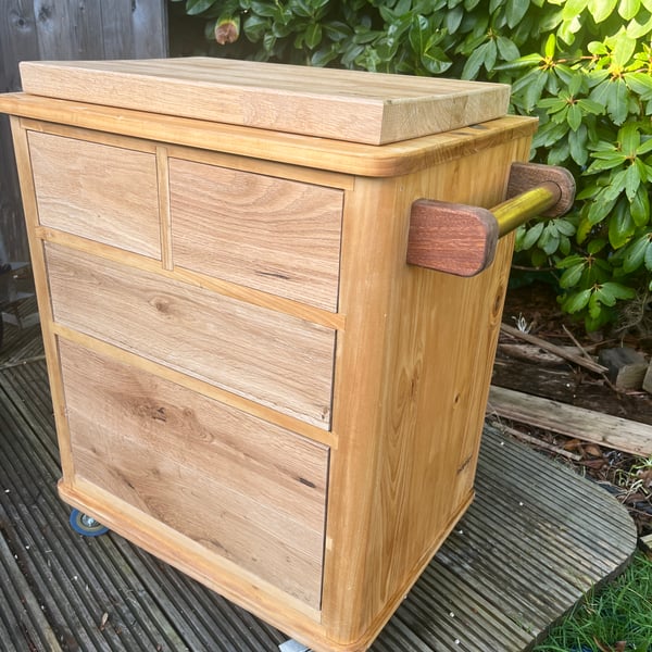 Kitchen Caddy Drawer Set, with Solid Oak Butcher's Style Chopping Block