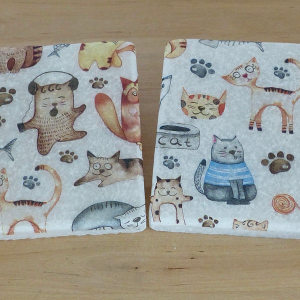 Marble 'Cute Cats' Coasters