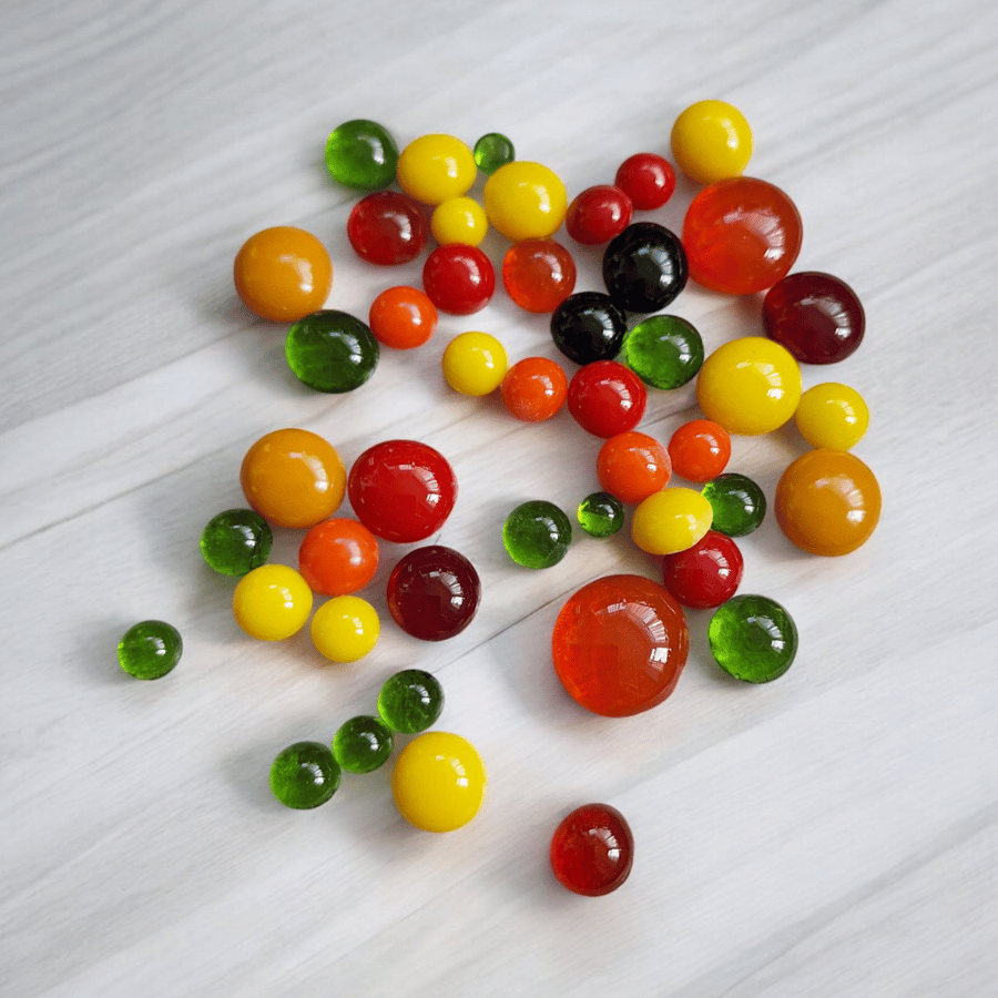 Handmade Fused Glass Dots 50g Craft Supplies for Jewellery Making, Mosaic