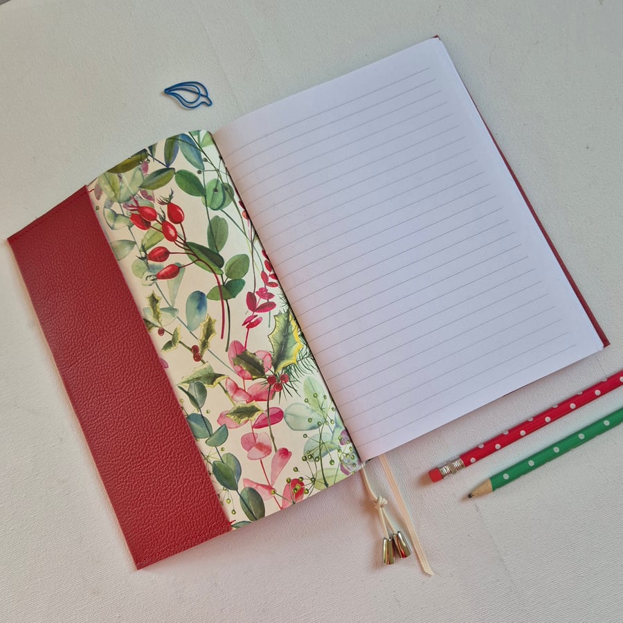 Garden Planner, Red Leather Lined Journal, A5, for Projects or Bullet journaling