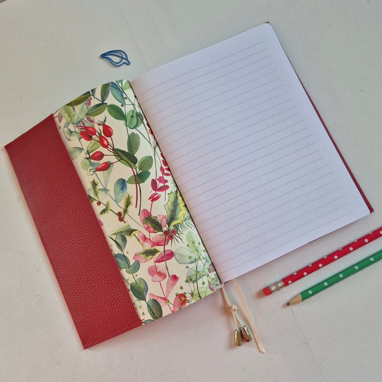 Garden Planner, Red Leather Lined Journal, A5, for Projects or Bullet journaling