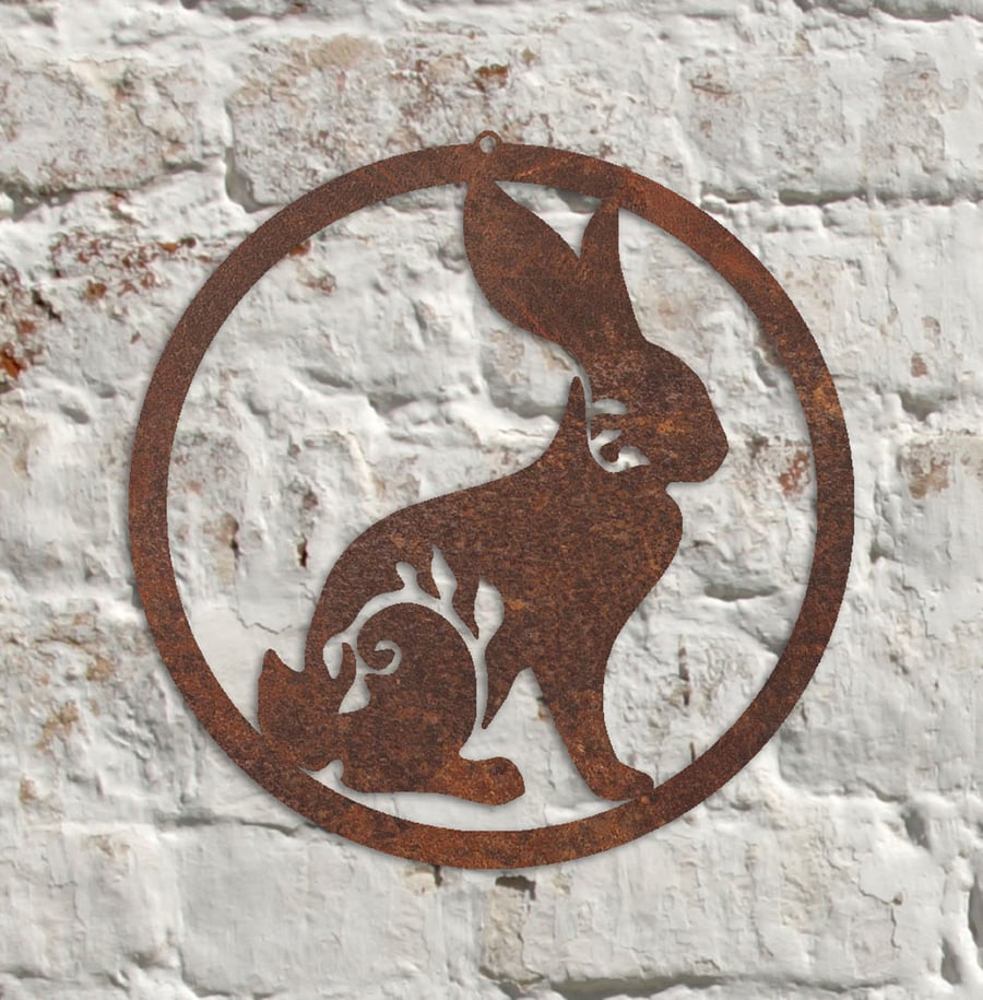 Rustic Metal Hare Wall Art Sculpture - Bespoke Handmade Gift
