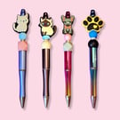 Beaded Pet Pens - Cat, Dog & Paw Print Pens - Choose Your Design Handmade