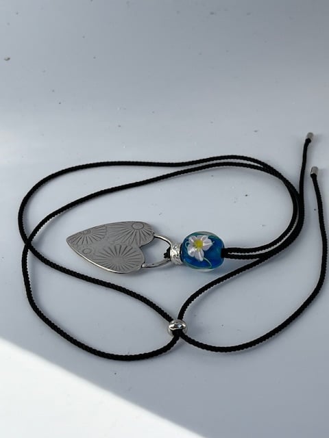 Silver heart pendant and hand made lampwork glass bead