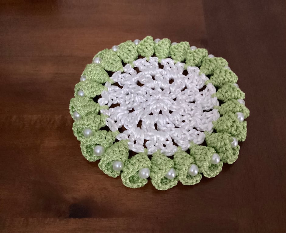 White and green coaster