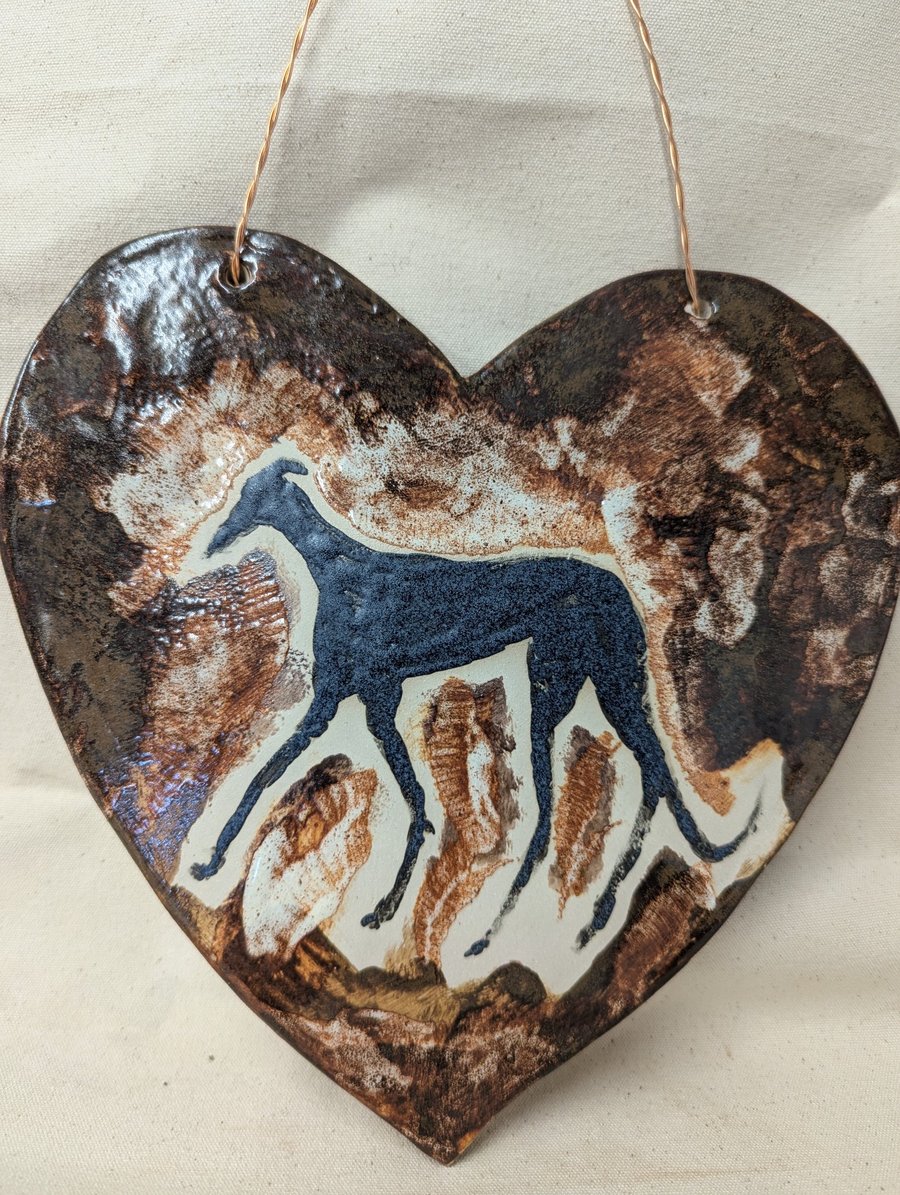 Greyhound Ceramic Heart Wall Art