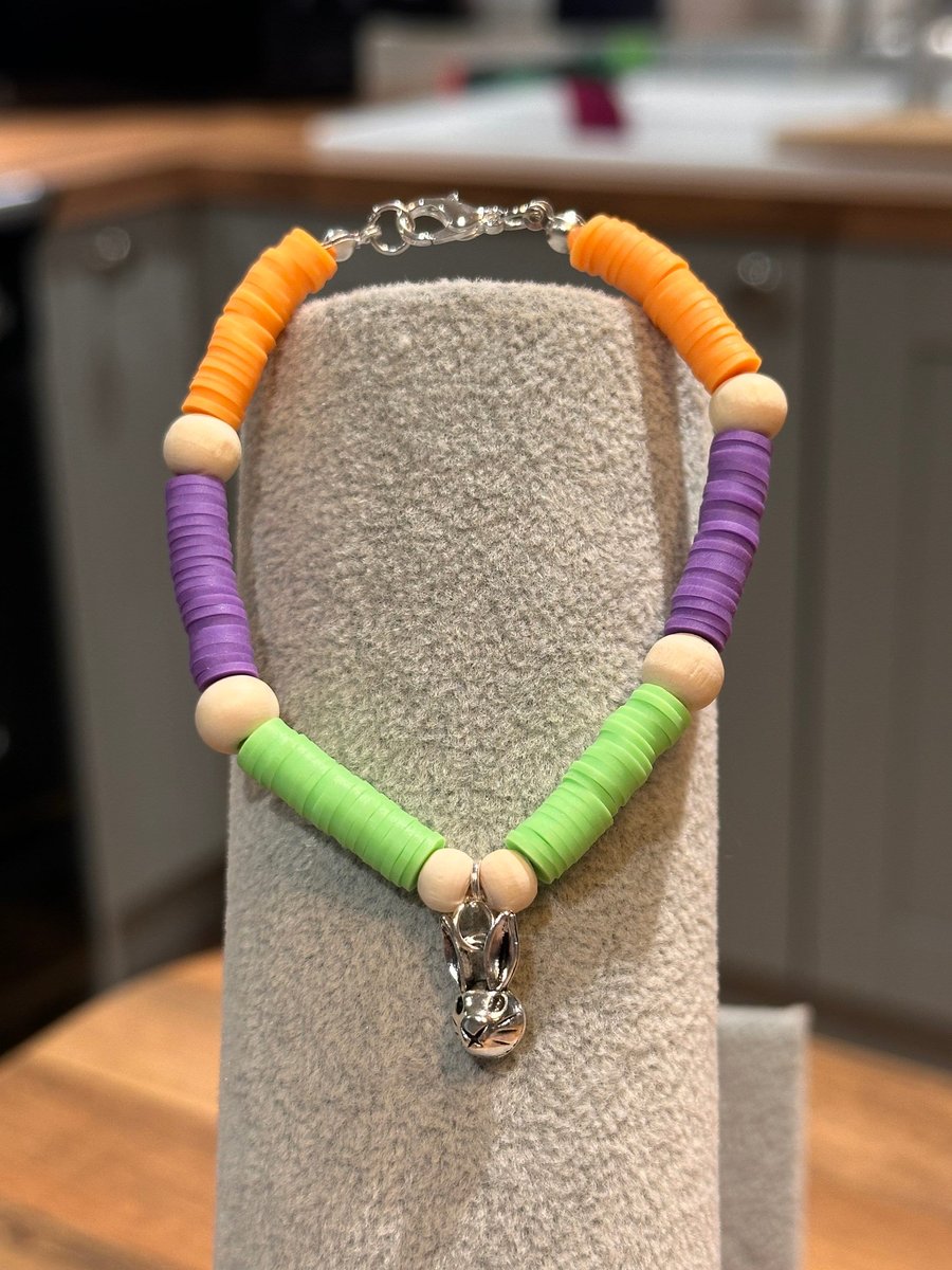 Unique Handmade bracelet with charms - animal rabbit easter bunny