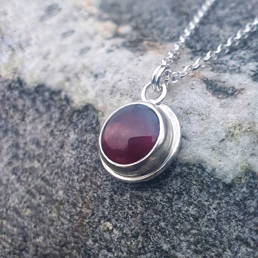 Garnet Lotus Moon Necklace 