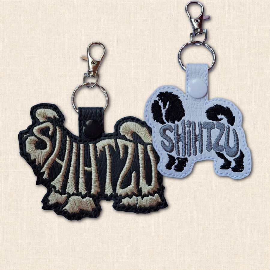 Shih Tzu Dog Keyring - Dog Silhouette Word Art Accessory