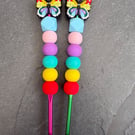 Butterfly silicone beaded crochet hook rainbow 