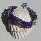 Purple Jade & Amethyst Gemstone Crystal Bracelet "Violet Haze"