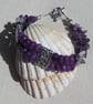 Purple Jade & Amethyst Gemstone Crystal Bracelet "Violet Haze"