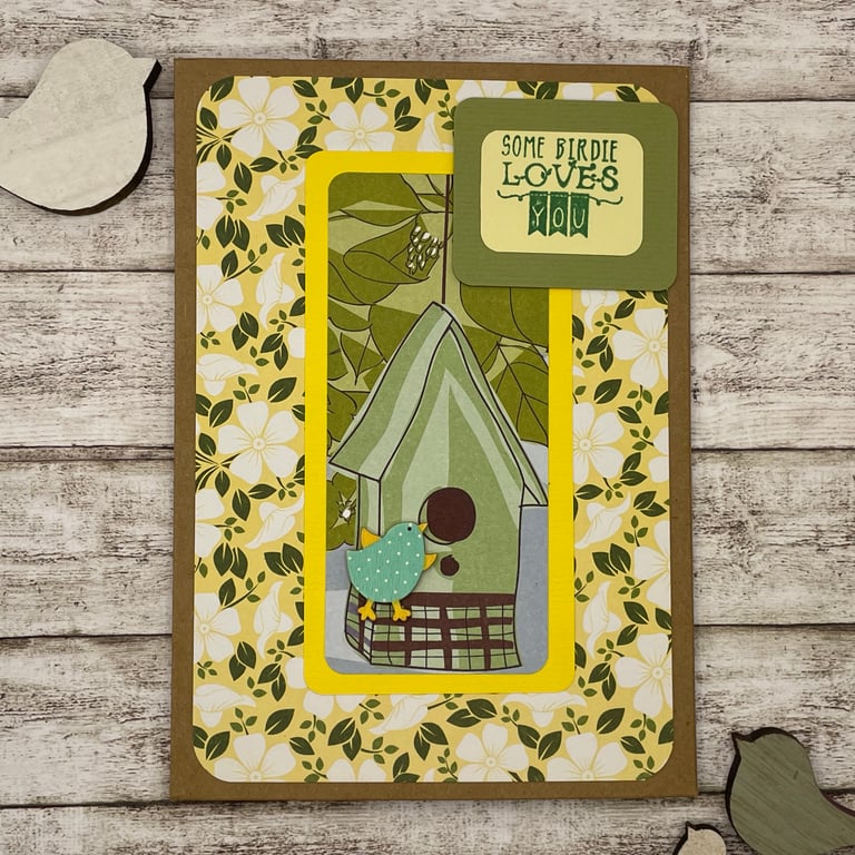 "Some Birdie loves you" cute bird themed card for a loved one