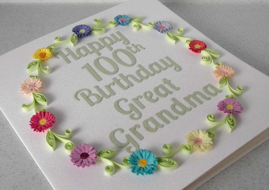 100th birthday card, paper quilling