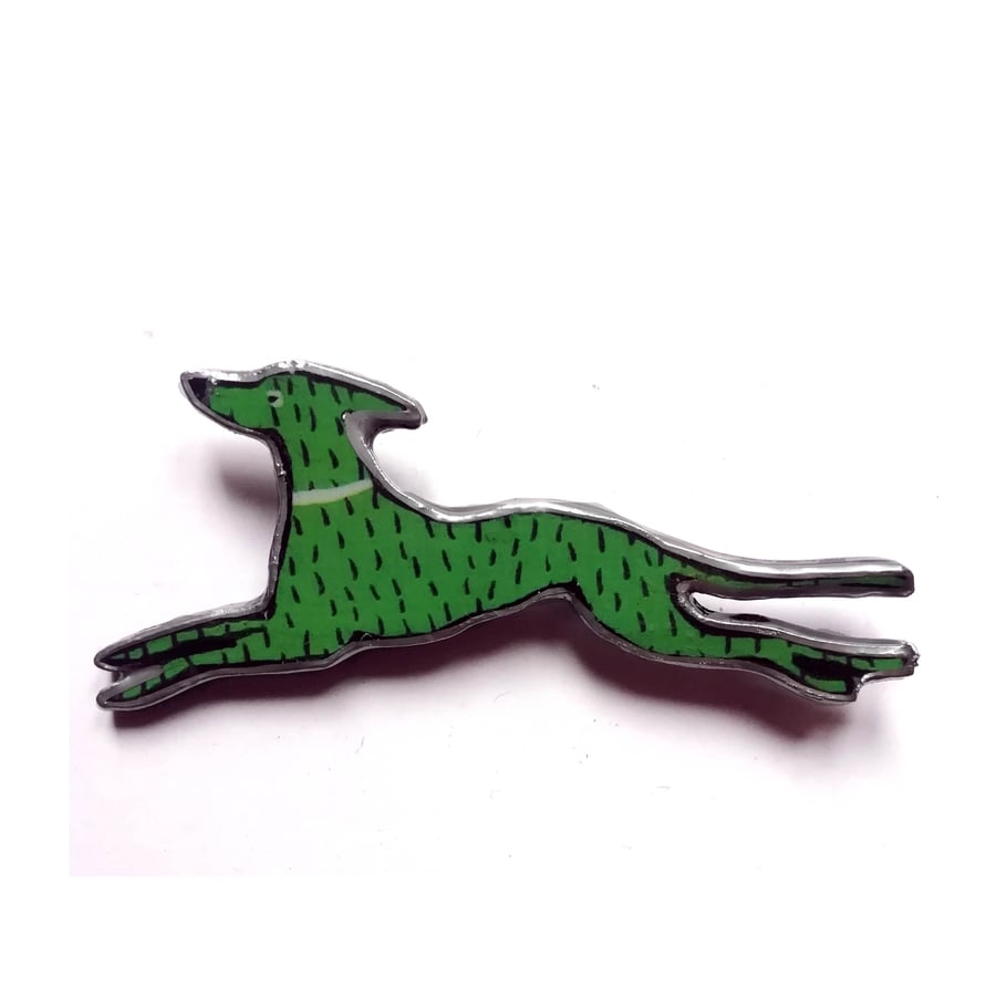 Large statement Resin Art Deco style Green Dog Brooch by EllyMental