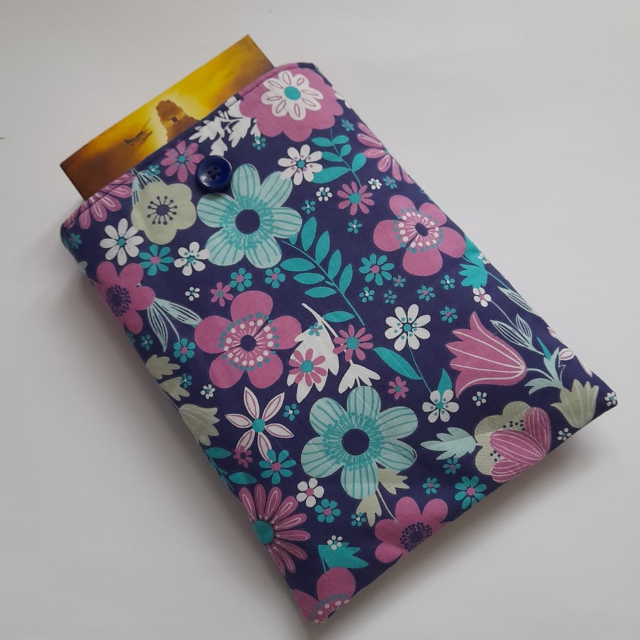Purple Flower Padded Book Sleeve Folksy