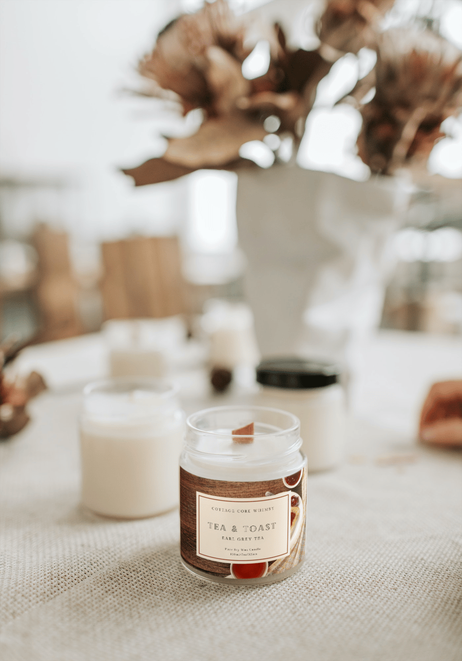 Tea & Toast Candle Jar-Cottage Core Inspired-Earl Grey Scent-Winter 