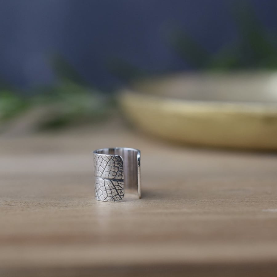 Sterling Silver Botanical Leaf Ear Cuff