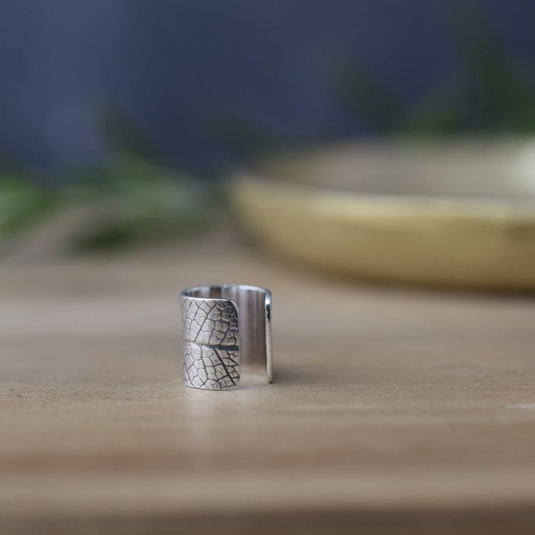 Sterling Silver Botanical Leaf Ear Cuff