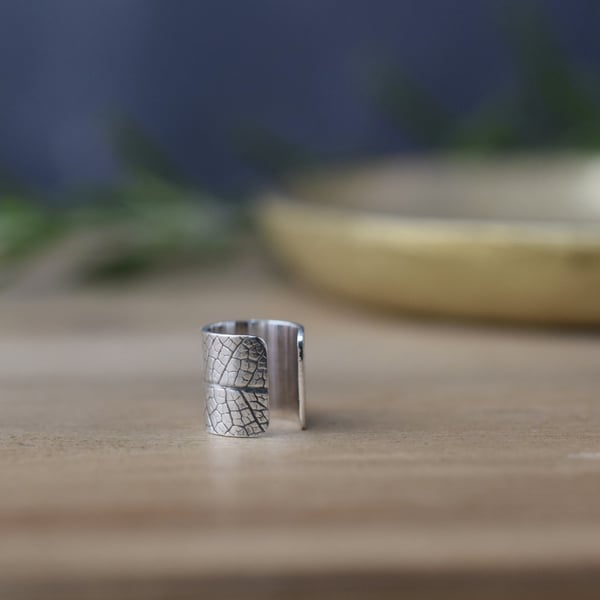 Sterling Silver Botanical Leaf Ear Cuff