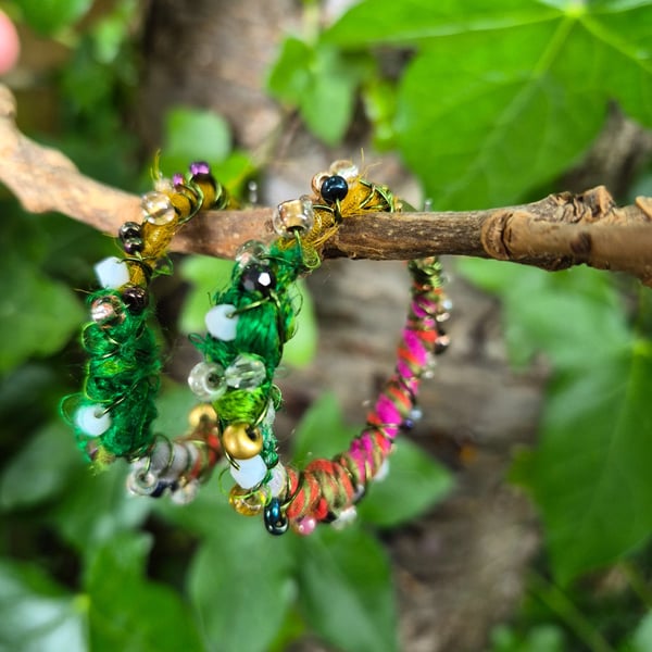 Fabric, Wire and Bead Earrings