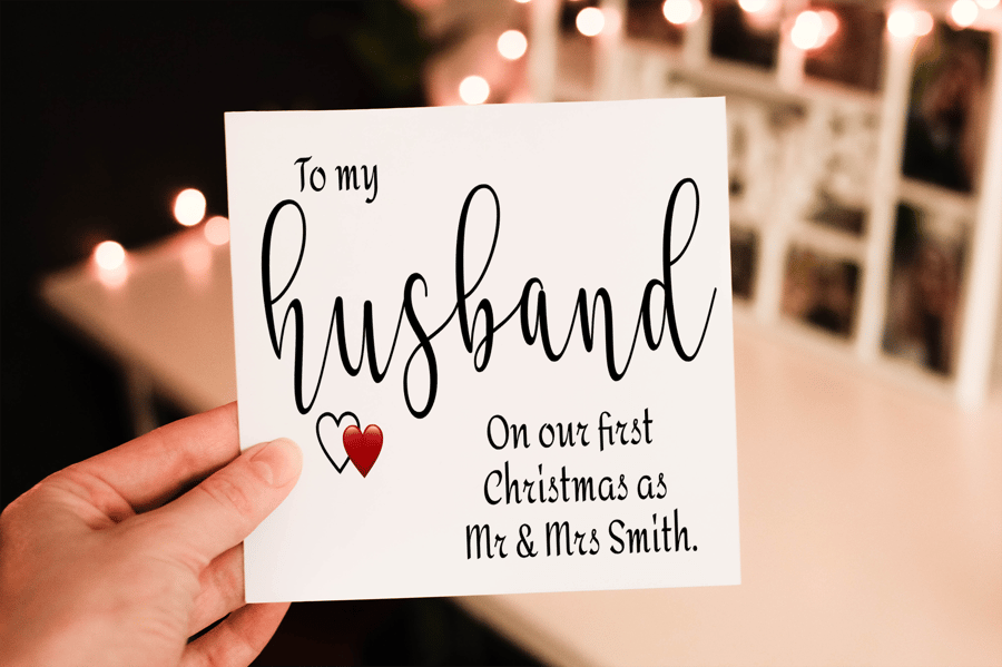 Husband 1st Christmas Together Card, Husband Christmas Card, Personalized Card