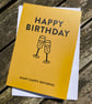 Vintage Typographic Style Birthday Card with Champagne Flute Graphic