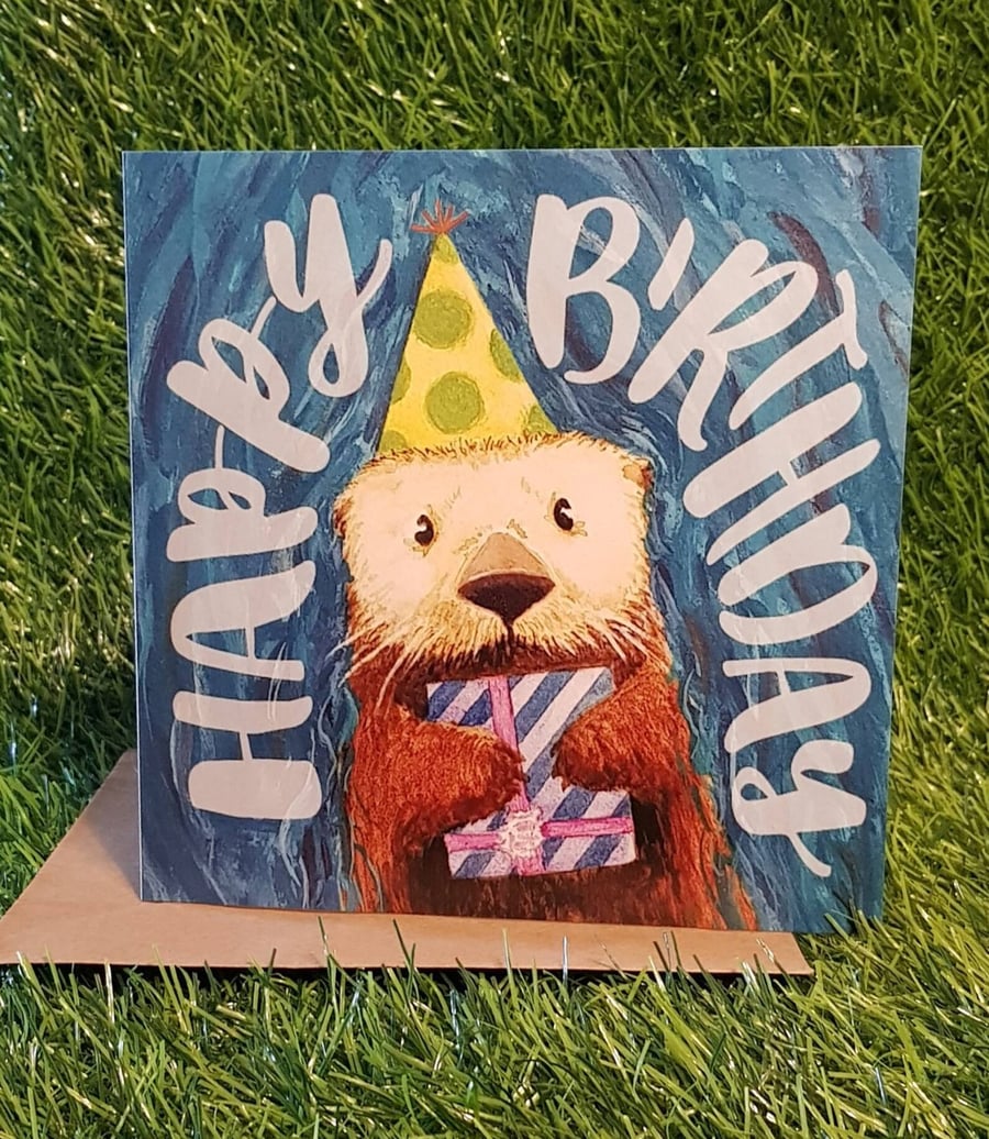 River Otter Happy Birthday Card 