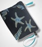 Navy Blue Sea Shells Linen Makeup Bag - Image 5