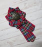 Royal Stewart Tartan & Celtic Button Ribbon Ruffle Brooch  - Image 1